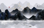 水墨画山水新中式画 TIF分层