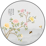 新中式手绘花鸟圆形装饰画