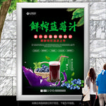 绿色蓝莓汁海报灯箱展板展架单页