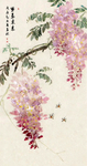 紫气东来紫藤花花鸟画