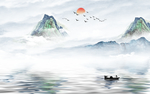 新中式抽象山水背景墙