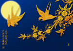 金色花鸟画