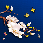 玉兰花花鸟装饰画
