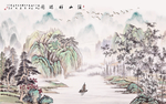 溪山祥瑞图山水画背景墙