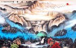 山水招财画聚宝盆背景墙