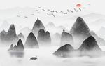 新中式山水水墨画
