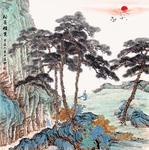 山水画松鹤图