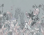 手绘热带雨林植物树叶西洋画