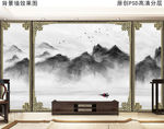 石纹山水新中式大型护墙板壁画