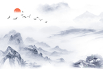 新中式抽象山水背景墙
