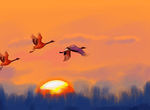 插画夕阳