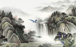 国画山水山水画 tif分层