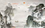 中国风大厅山水画 TIF分层