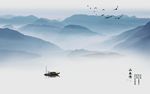 山水情新中式客厅背景墙