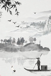 江南水乡水墨背景