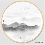 圆形水墨画