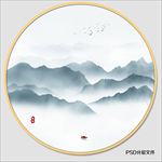 圆形山水画