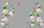 3D荷花电视背景墙图片
