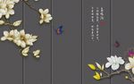玉兰花  鸟鸣涧 工笔图