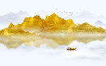 金色水墨山水画