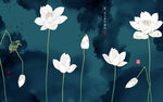 荷花荷韵装饰画工笔荷花情壁画