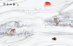 江山如画爵士白客厅背景墙