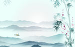 大堂山水画背景墙 TIF分层