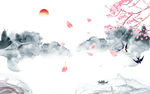 简约山水画背景墙 TIF分层