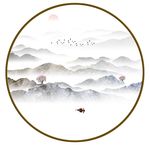 圆形山水装饰画