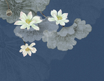 荷花河塘荷叶画壁画