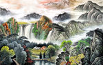 山水国画背景墙