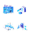 svg蓝色科技插画图标icon