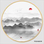 圆形水墨画
