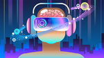 音乐科技VR人物矢量插图设计
