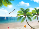 夏日海景蓝天白云