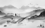 灰色无框山水画 tif分层