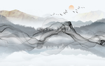 新中式水墨山水背景墙