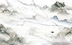 爵士白爆款山水画 tif分层