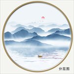 圆形水墨山水