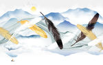 羽毛唯美山水画 tif分层