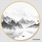 圆形水墨画