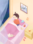 少女日常生活治愈系插画设计