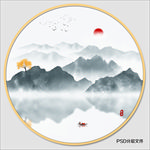 圆形水墨画