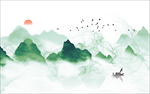 抽象水墨山水画