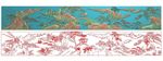 长方形山水楼阁背板精雕图浮雕图