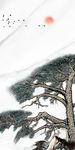 迎客松现代风玄关画 TIF分层