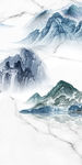 蓝色山水玄关画 TIF分层