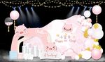小猪粉色生日背景
