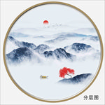 圆形水墨山水