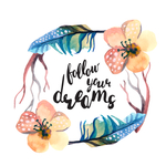 手绘花环羽毛花卉唯美插图